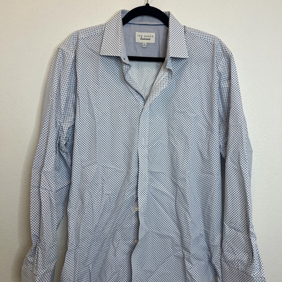 Ted Baker White and Blue Geometric Men's Shirt - Picture 1 of 6